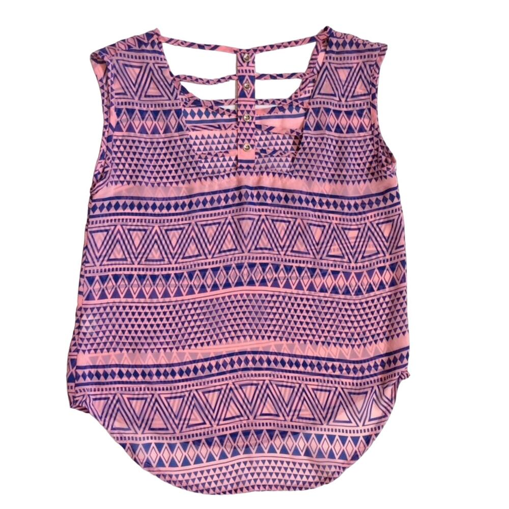 Geometric Print Sleeveless Top Juniors Small